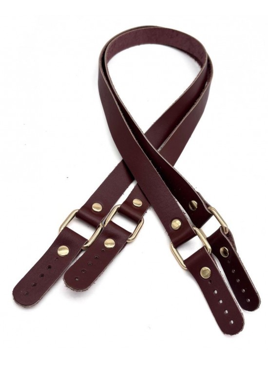 Çanta Aksesuar Karedört Model Gerçek Deri Kızıl Kahve Renk Çanta Sapı Light Gold  Metal