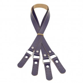 Çanta Aksesuar Karedört Model Gerçek Deri Mor Renk Çanta Sapı Gümüş Metal