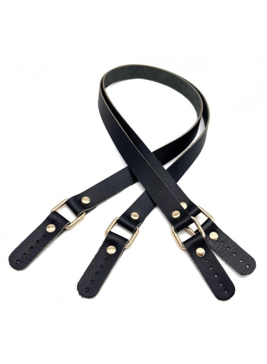 Çanta Aksesuar Karedört Model Gerçek Deri Siyah Renk Çanta Sapı Light Gold  Metal