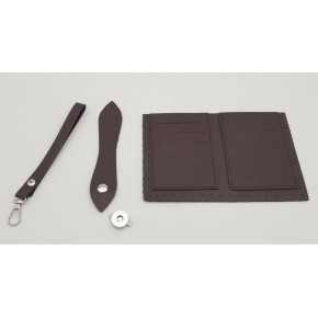 Çanta Aksesuar Kartlıklı Cüzdan İçi Deri Seti Koyu Kahverengi Gümüş Metalli