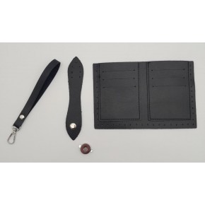 Çanta Aksesuar Kartlıklı Cüzdan İçi Deri Seti Siyah Renk Gümüş Metalli