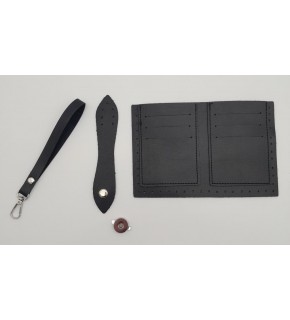 Çanta Aksesuar Kartlıklı Cüzdan İçi Deri Seti Siyah Renk Gümüş Metalli