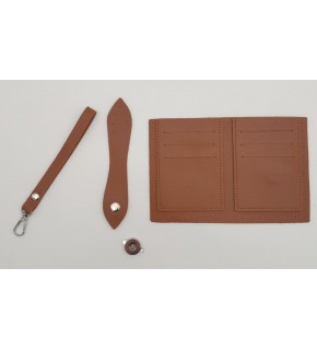 Çanta Aksesuar Kartlıklı Cüzdan İçi Deri Seti Taba Renk Gümüş Metalli