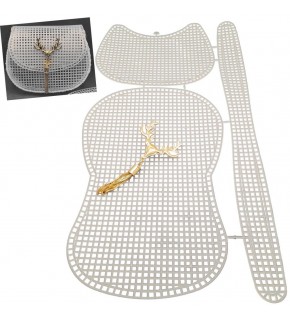 Çanta Aksesuar Kedi Model Kanvas Set Beyaz Renk Kanvas Light Gold Püsküllü Geyik Süs