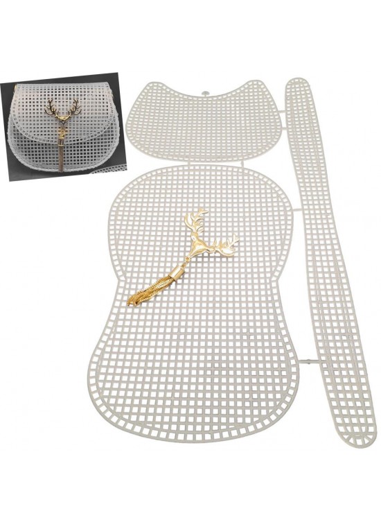 Çanta Aksesuar Kedi Model Kanvas Set Beyaz Renk Kanvas Light Gold Püsküllü Geyik Süs