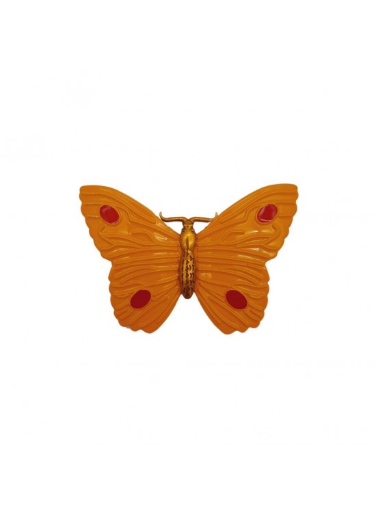 Çanta Aksesuar Kelebek Model Hardal Renk Plaka Süs