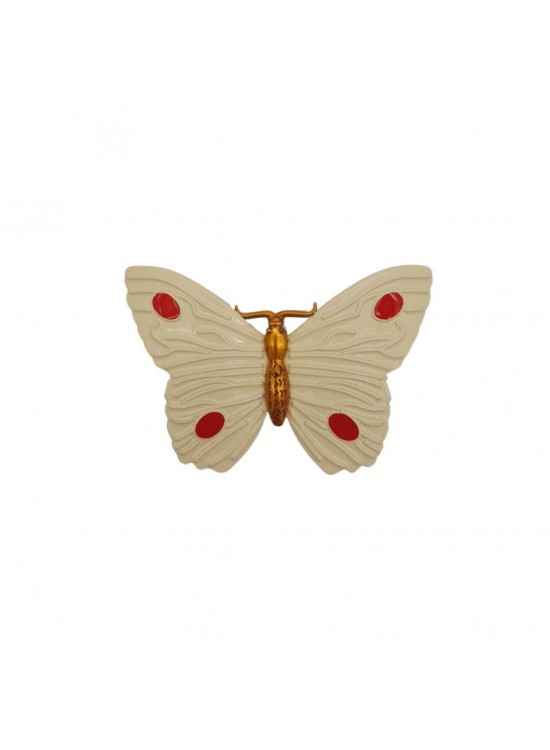 Çanta Aksesuar Kelebek Model Krem Renk Plaka Süs