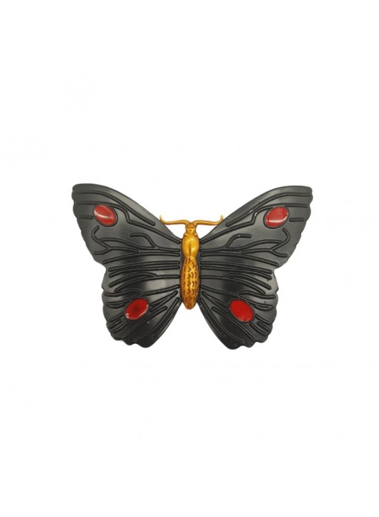 Çanta Aksesuar Kelebek Model Siyah Renk Plaka Süs