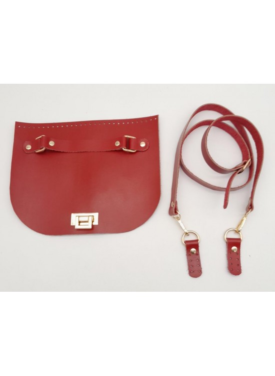 Çanta Aksesuar Kırmızı Gerçek Deri 130x2 cm Ayarlı Saplı Çanta Çanta Seti Light Gold Metalli