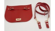 Çanta Aksesuar Kırmızı Gerçek Deri 130x2 cm Ayarlı Saplı Çanta Çanta Seti Light Gold Metalli