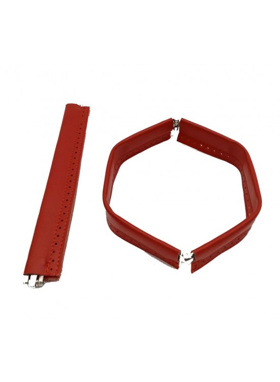 Çanta Aksesuar Kırmızı Renk Derili Metal Çanta Ağzı 24 Cm