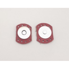 Çanta Aksesuar Kırmızı Renk Gerçek Derili Oval Kenar Mıknatıslı Çıtçıt Gümüş Metalli