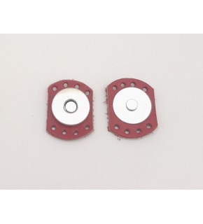 Çanta Aksesuar Kırmızı Renk Gerçek Derili Oval Kenar Mıknatıslı Çıtçıt Gümüş Metalli