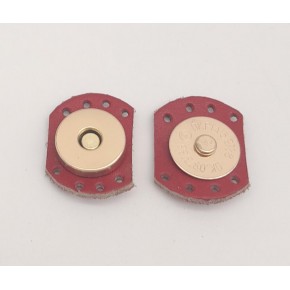 Çanta Aksesuar Kırmızı Renk Gerçek Derili Oval Kenar Mıknatıslı Çıtçıt Light Gold Metalli