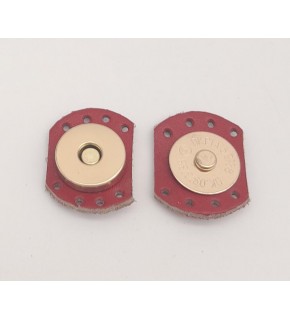 Çanta Aksesuar Kırmızı Renk Gerçek Derili Oval Kenar Mıknatıslı Çıtçıt Light Gold Metalli