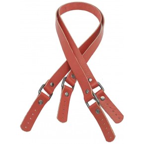 Çanta Aksesuar Kırmızı Renk Karedört Model Gerçek Deri Çanta Sapı (Füme Metal)