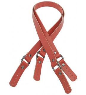 Çanta Aksesuar Kırmızı Renk Karedört Model Gerçek Deri Çanta Sapı (Füme Metal)