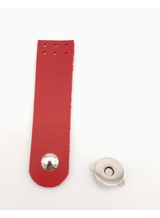 Çanta Aksesuar Kırmızı Renk Tek Kat Suni Deri Kapak 10.5x2.5 cm Gümüş Metal