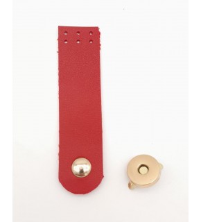 Çanta Aksesuar Kırmızı Renk Tek Kat Suni Deri Kapak 10.5x2.5 cm Light Gold Metal