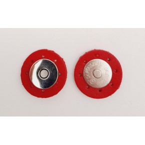 Çanta Aksesuar Kırmızı Suni Derili Mıknatıslı Çıtçıt Gümüş Metalli