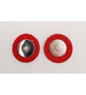 Çanta Aksesuar Kırmızı Suni Derili Mıknatıslı Çıtçıt Gümüş Metalli