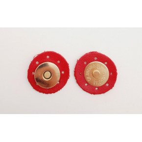 Çanta Aksesuar Kırmızı Suni Derili Mıknatıslı Çıtçıt Light Gold Metalli