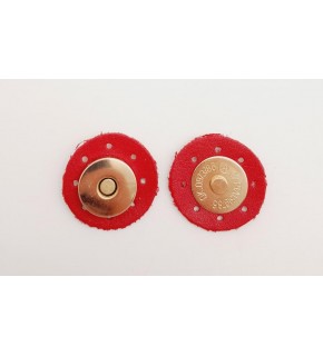 Çanta Aksesuar Kırmızı Suni Derili Mıknatıslı Çıtçıt Light Gold Metalli