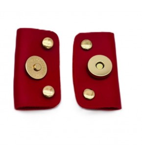 Çanta Aksesuar Kırmızı Suni Derili Troklu Mıknatıslı Çıtçıt Light Gold Metalli