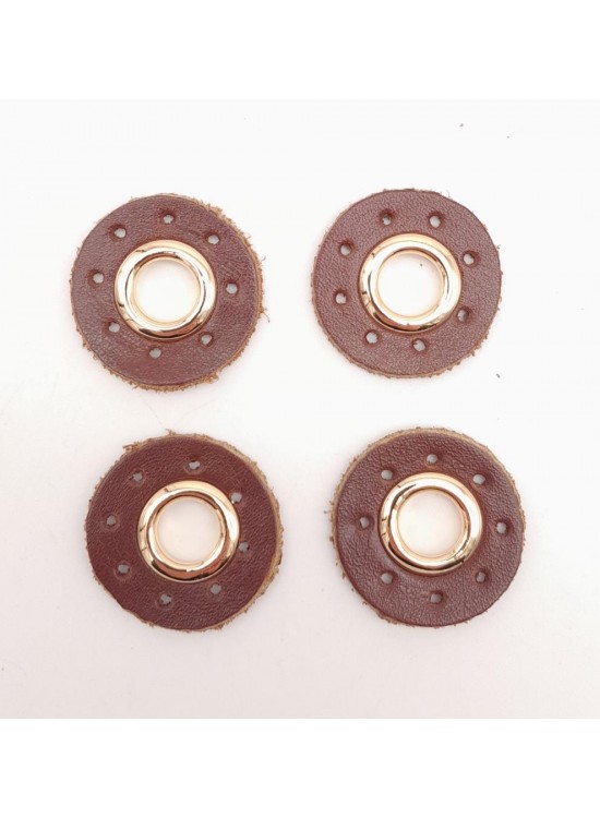 Çanta Aksesuar Kızıl Kahve Gerçek Derili 4 lü Kuşgözü Light Gold