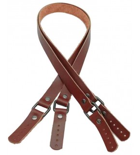 Çanta Aksesuar Kızıl Kahve Karedört Model Gerçek Deri Çanta Sapı (Füme Metal)