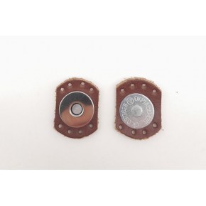 Çanta Aksesuar Kızıl Kahve Renk Gerçek Derili Oval Kenar Mıknatıslı Çıtçıt Gümüş Metalli