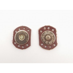 Çanta Aksesuar Kızıl Kahve Renk Gerçek Derili Oval Kenar Mıknatıslı Çıtçıt Light Gold Metalli