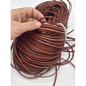 Çanta Aksesuar Kızıl Taba Renk Gerçek Deri 3 mm Şerit Deri İp 2 Metre