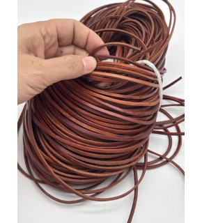 Çanta Aksesuar Kızıl Taba Renk Gerçek Deri 3 mm Şerit Deri İp 2 Metre