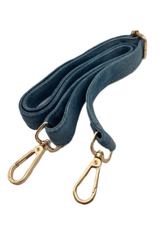 Çanta Aksesuar Kot Kumaş 125X2.5 Cm Sürgütlü Çanta Sapı Light Gold Metal