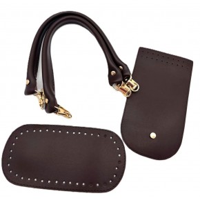 Çanta Aksesuar Koyu Kahve Kulpluklu Sap, Taban, Kapak Seti
