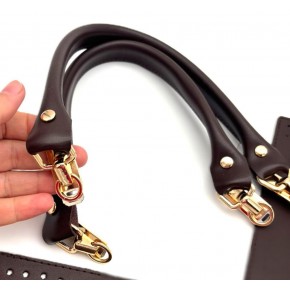 Çanta Aksesuar Koyu Kahve Kulpluklu Sap, Taban, Kapak Seti