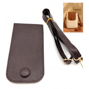 Çanta Aksesuar Koyu Kahve Renk Button Model  Çanta Yapım Seti Light Gold Metalli