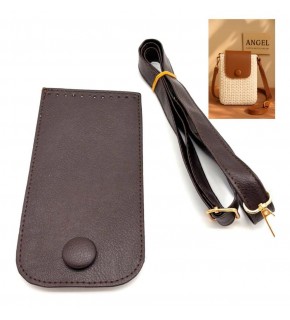 Çanta Aksesuar Koyu Kahve Renk Button Model  Çanta Yapım Seti Light Gold Metalli