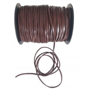 Çanta Aksesuar Koyu Kahve Renk Gerçek Deri 3 Mm Şerit Deri İp 1 Metre