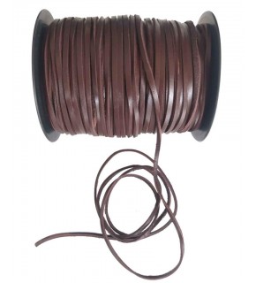 Çanta Aksesuar Koyu Kahve Renk Gerçek Deri 3 Mm Şerit Deri İp 1 Metre