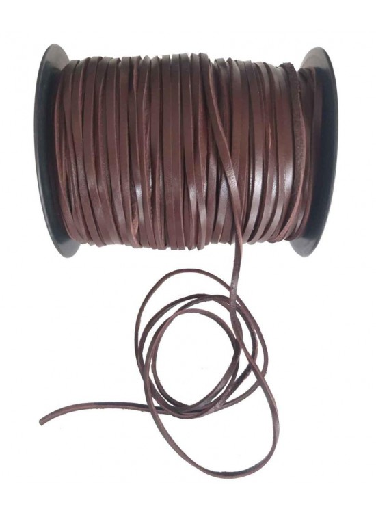 Çanta Aksesuar Koyu Kahve Renk Gerçek Deri 3 Mm Şerit Deri İp 1 Metre
