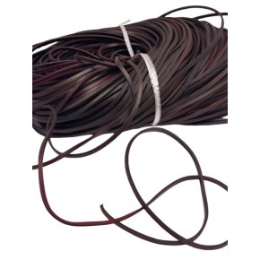 Çanta Aksesuar Koyu Kahve Renk Gerçek Deri 3 mm Şerit Deri İp 2 Metre