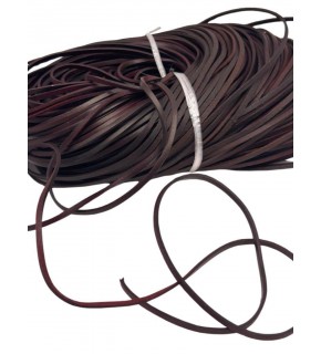 Çanta Aksesuar Koyu Kahve Renk Gerçek Deri 3 mm Şerit Deri İp 2 Metre