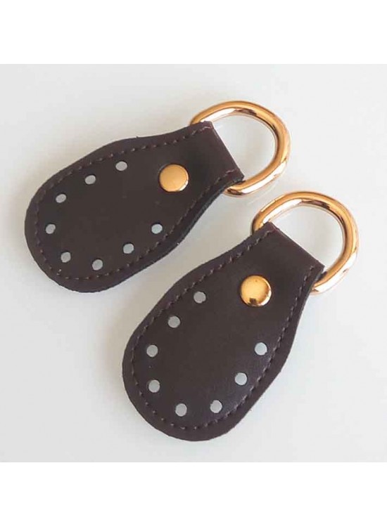 Çanta Aksesuar Koyu Kahve Renk, Sapların Uç Kısmına Dikmek İçin Deri Aparat.