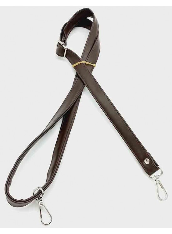 Çanta Aksesuar Koyu Kahverengi 125X2 Cm Çanta Sapı Sürgütlü Gümüş Metal