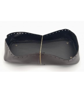 Çanta Aksesuar Koyu Kahverengi Suni Deri 28x13 cm Yüksek Çanta Tabanı Light Gold Metalli