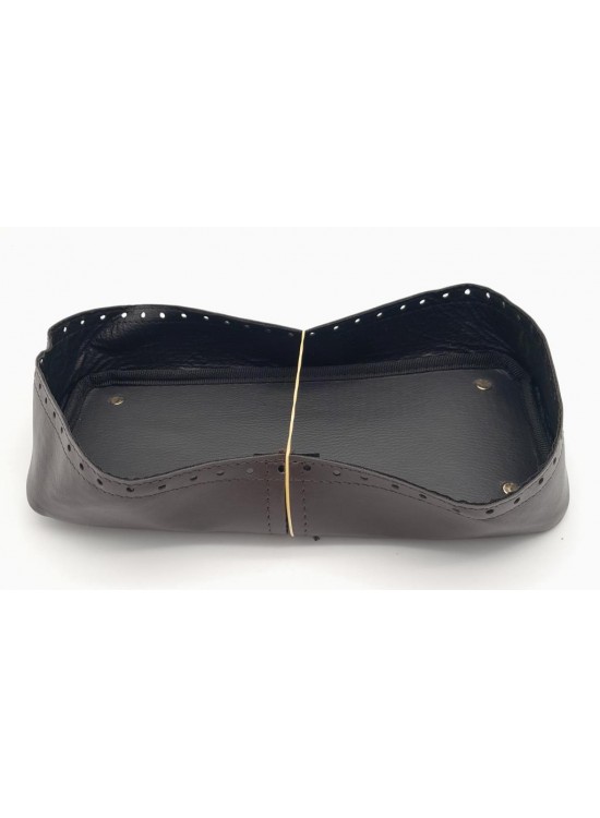 Çanta Aksesuar Koyu Kahverengi Suni Deri 28x13 cm Yüksek Çanta Tabanı Light Gold Metalli