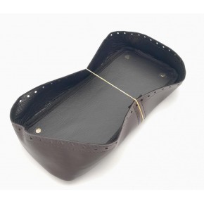 Çanta Aksesuar Koyu Kahverengi Suni Deri 28x13 cm Yüksek Çanta Tabanı Light Gold Metalli