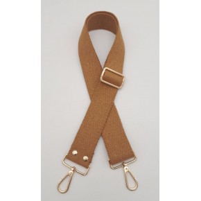 Çanta Aksesuar Koyu Sütlü Kahve 120X4 Cm Pamuklu Kolon Light Gold Metal